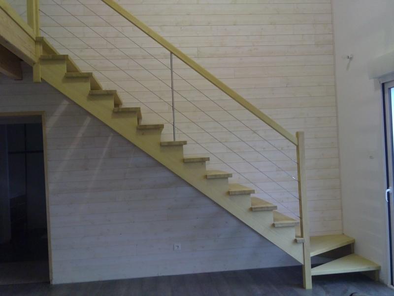 escalier en movingui à limon découpé | escalier droit  | 
	Charpente Cardineau
